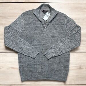 Michael Kors Heather Grey Quarter Zip Pullover Sweater Medium